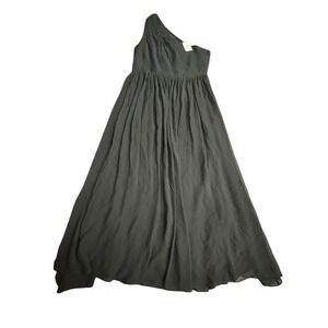 NWT Banana Republic‎ 100% SILK Black One Shoulder Size 6 MIDI Dress $168 #AA4-3